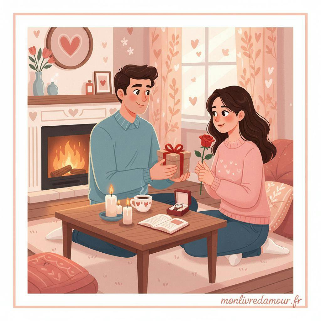 Belle illustration pour cadeau 1ere saint-valentin homme