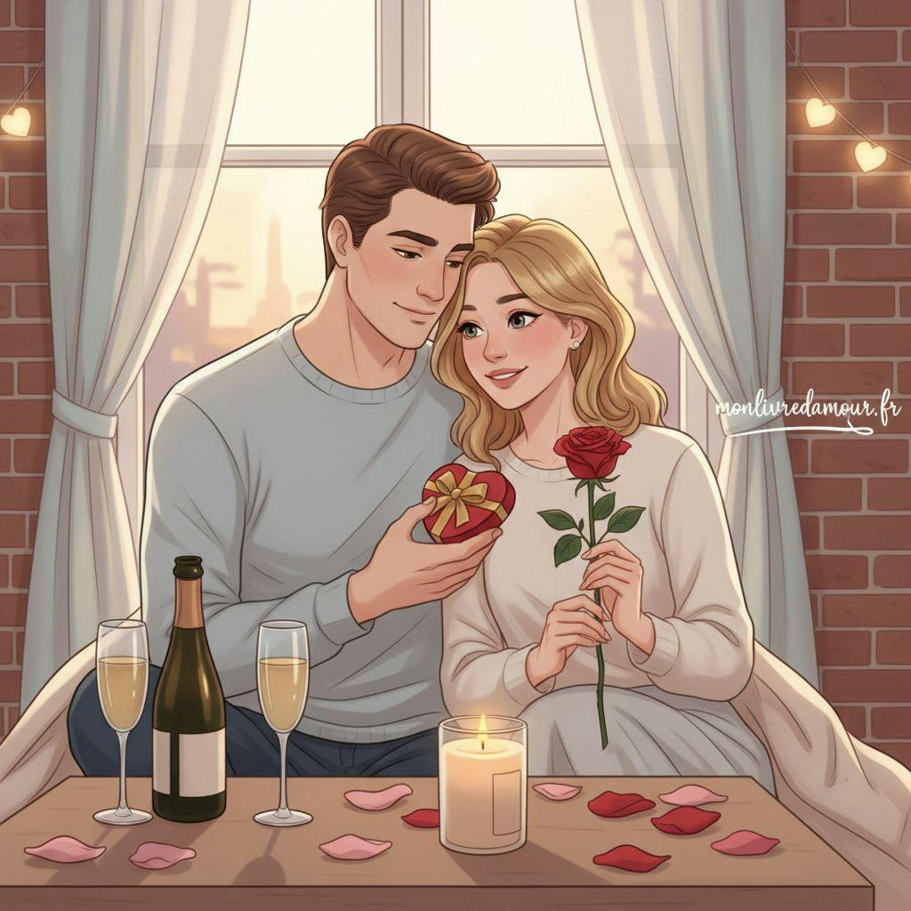 Belle illustration pour cadeau saint valentin couple