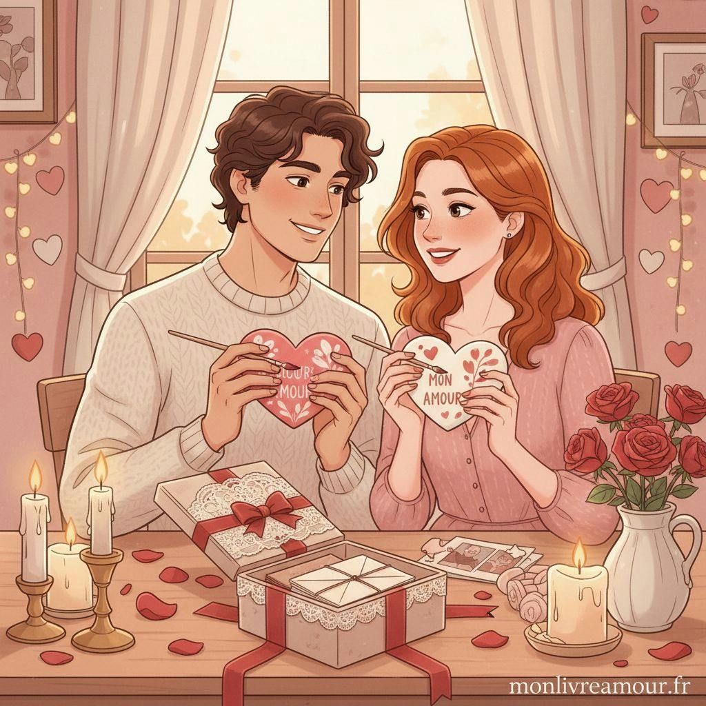 Belle illustration pour cadeau saint valentin fait main