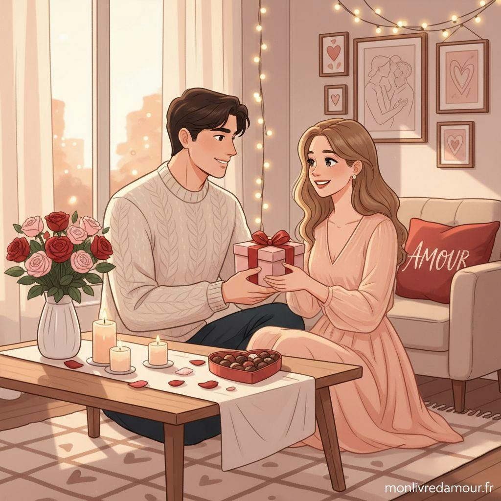 Belle illustration pour cadeau saint valentin pour femme