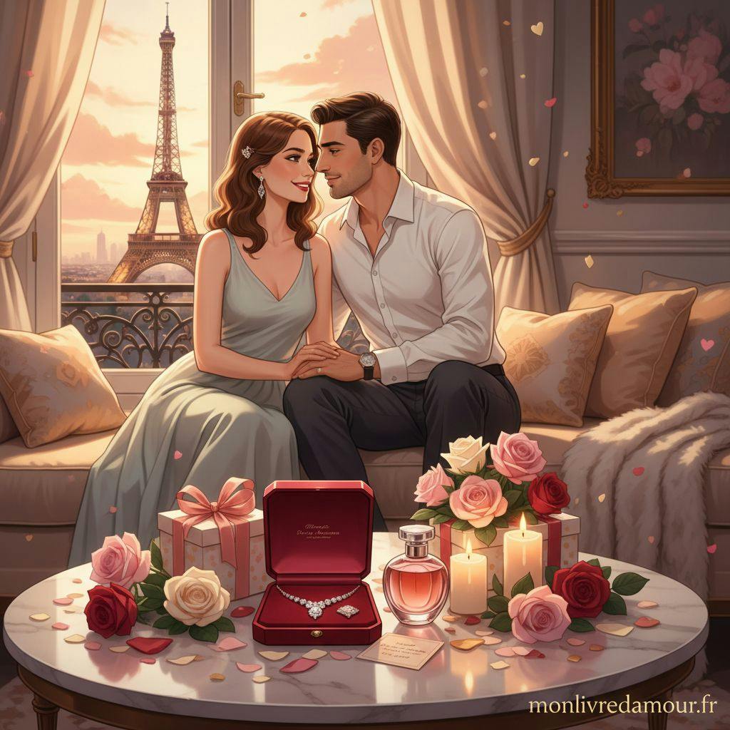 Belle illustration pour cadeau saint-valentin femme luxe