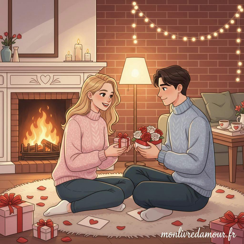 Belle illustration pour cadeaux saint-valentin couple