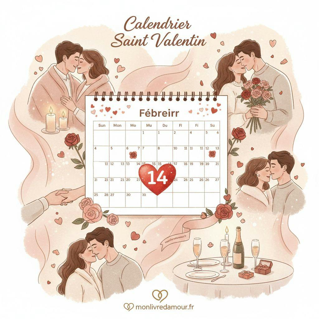 Belle illustration pour calendrier saint valentin