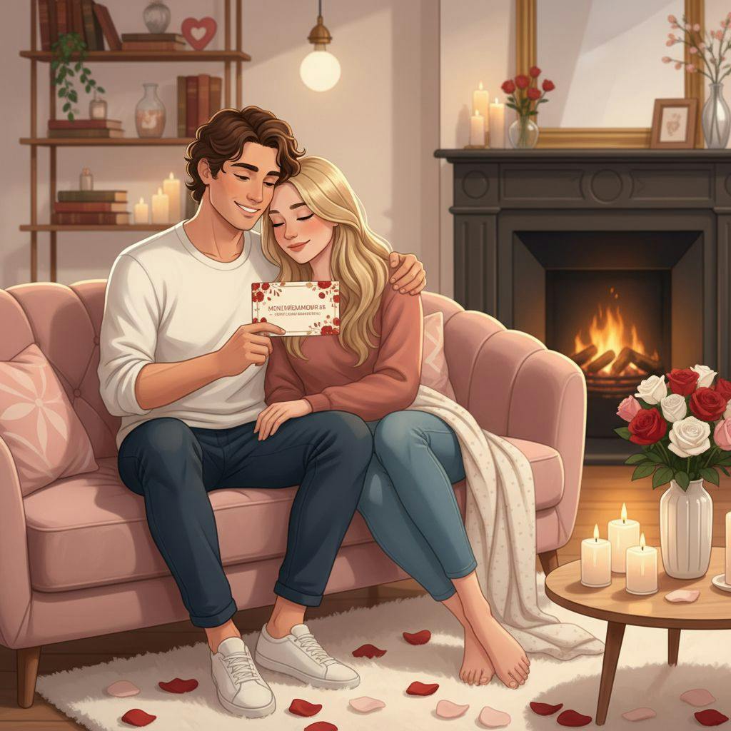 Belle illustration pour carte cadeau saint valentin