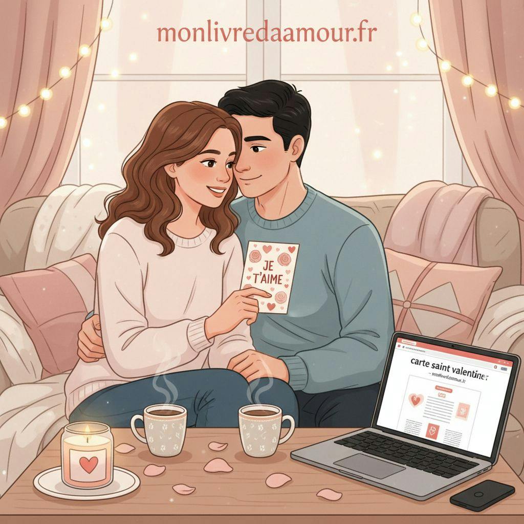 Belle illustration pour carte saint valentin à imprimer