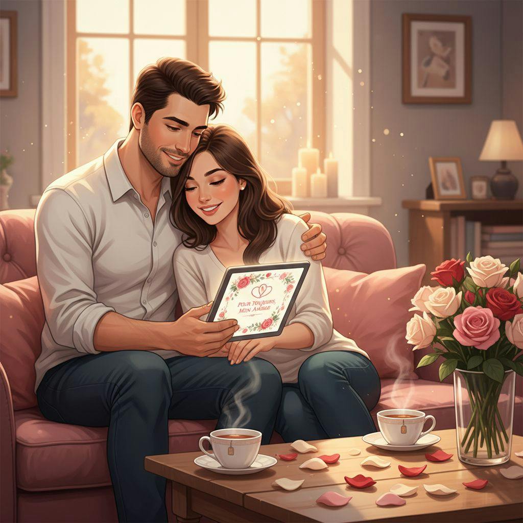 Belle illustration pour carte virtuelle saint valentin