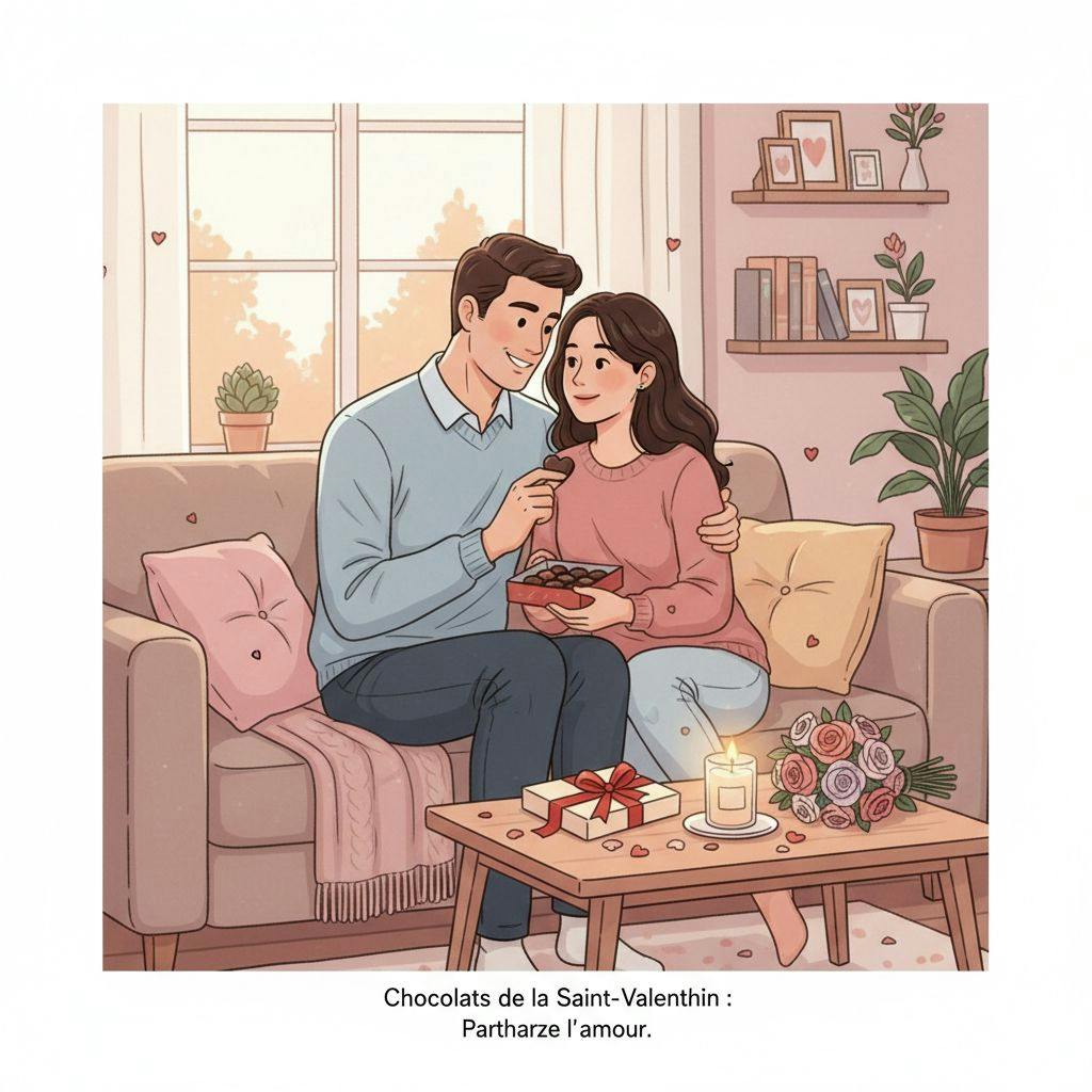Belle illustration pour chocolats saint valentin