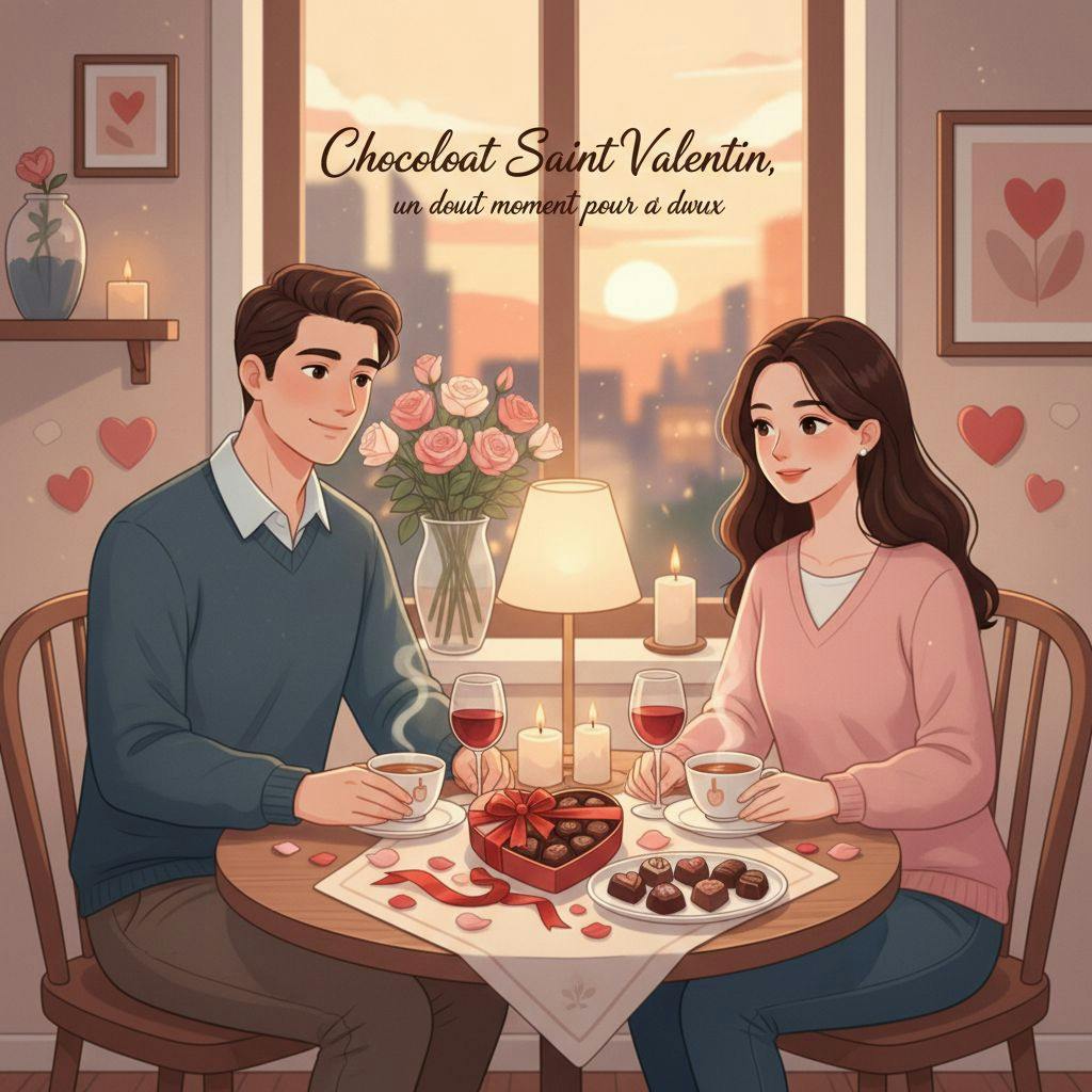Belle illustration pour chocolat saint valentin