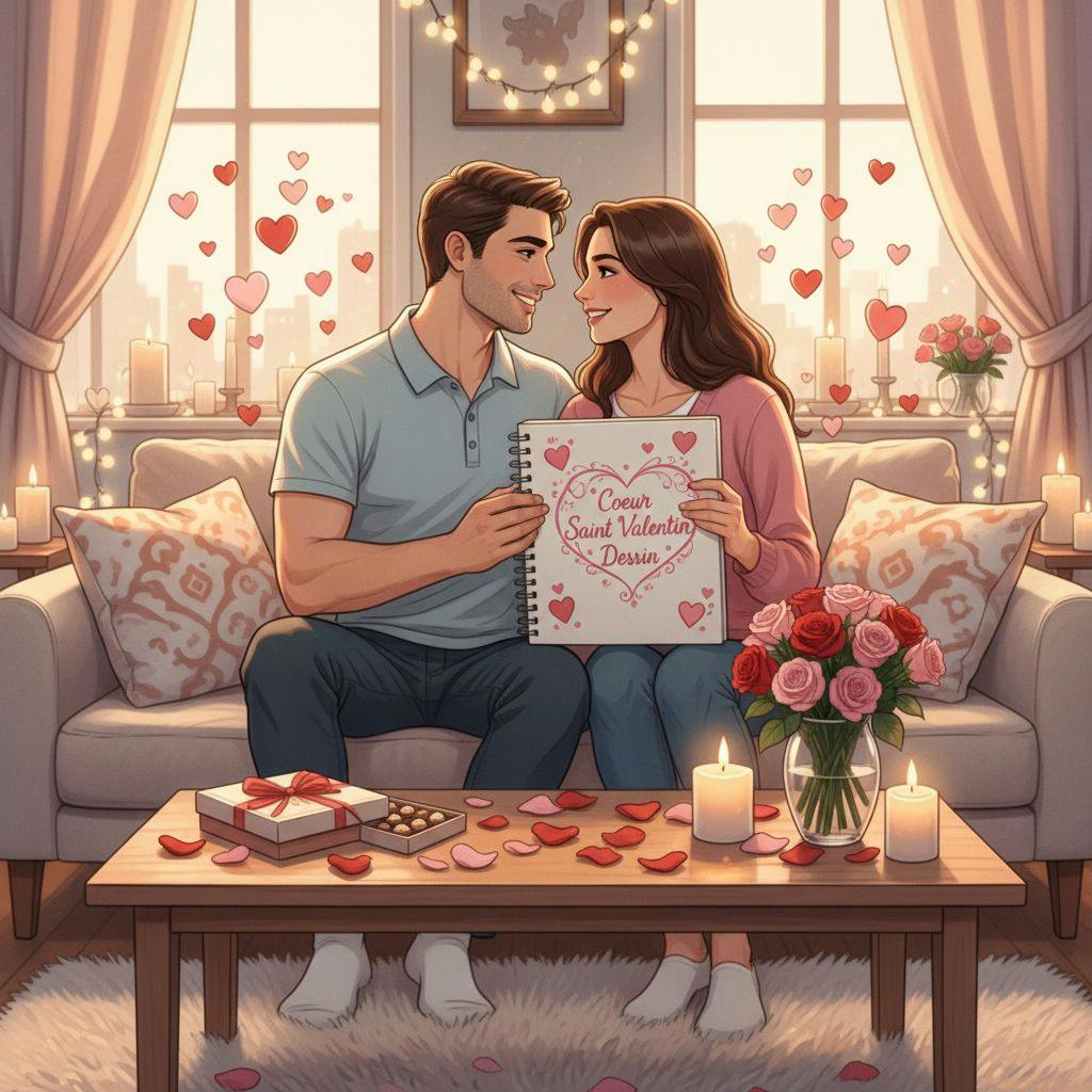 Belle illustration pour coeur saint valentin dessin