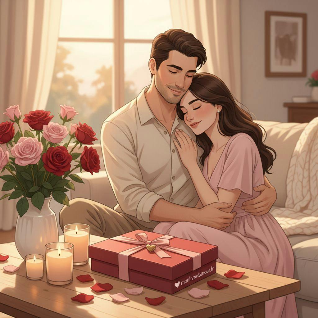 Belle illustration pour coffret cadeau saint valentin