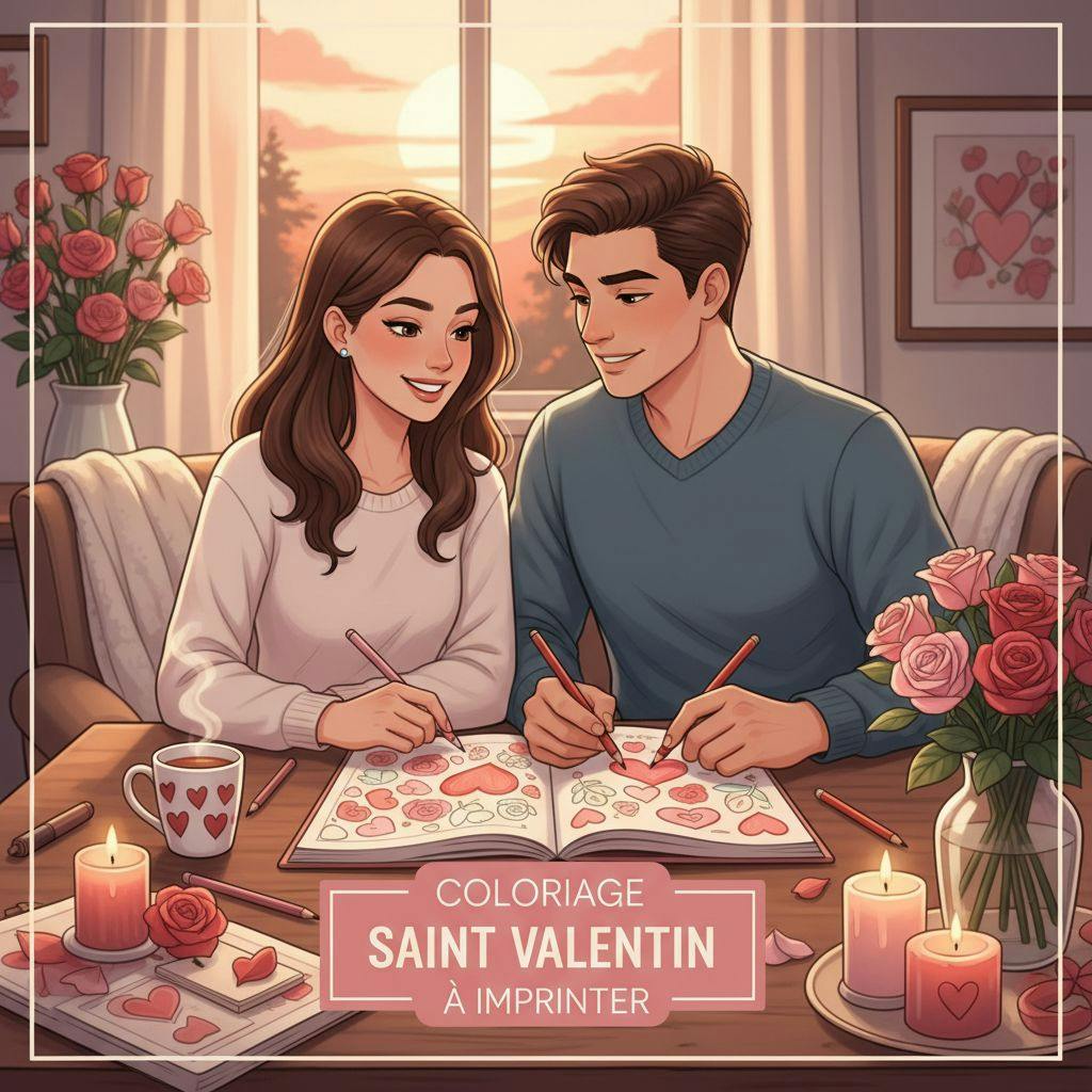 Belle illustration pour coloriage saint valentin à imprimer