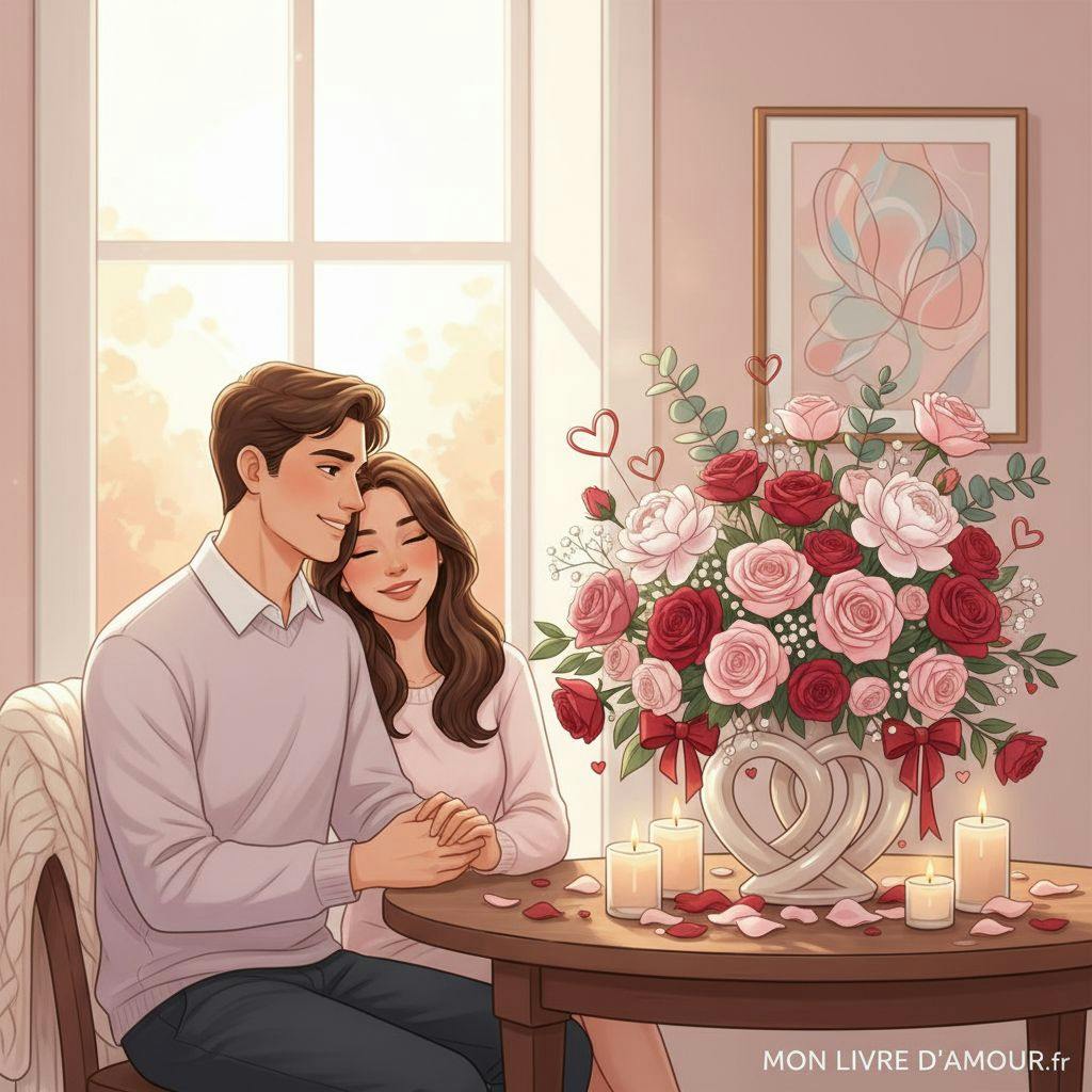 Belle illustration pour composition florale saint valentin