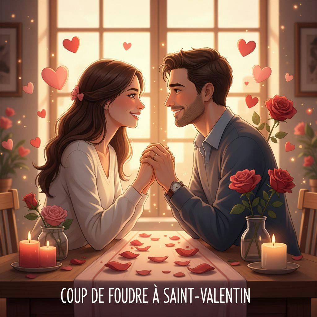 Belle illustration pour coup de foudre a la saint valentin