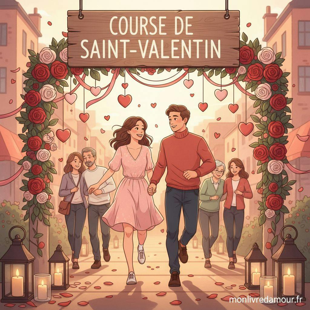 Belle illustration pour course de la saint valentin