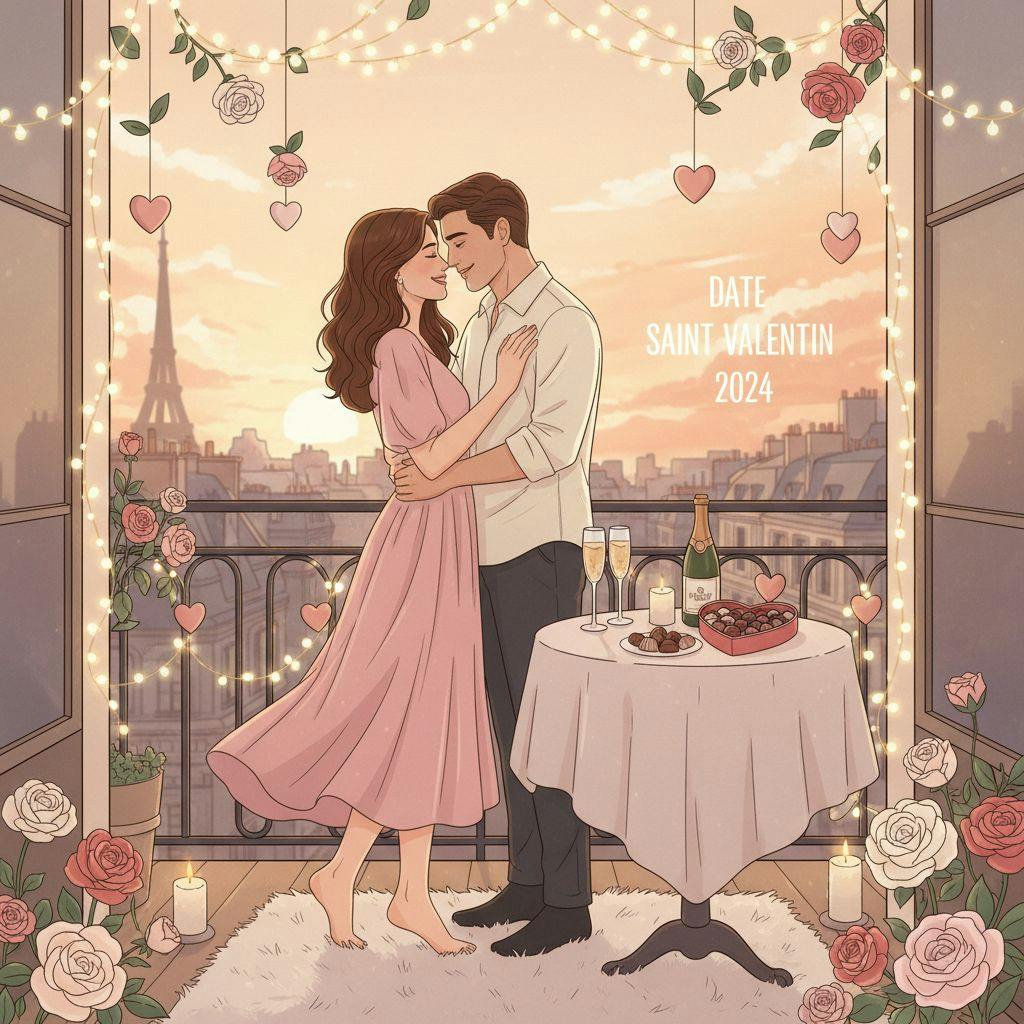 Belle illustration pour date saint valentin 2024