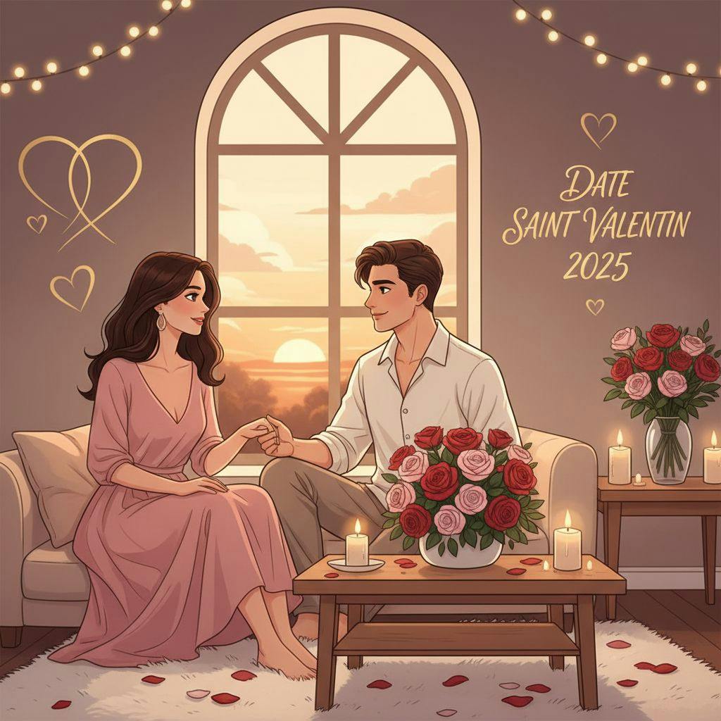Belle illustration pour date saint valentin 2025