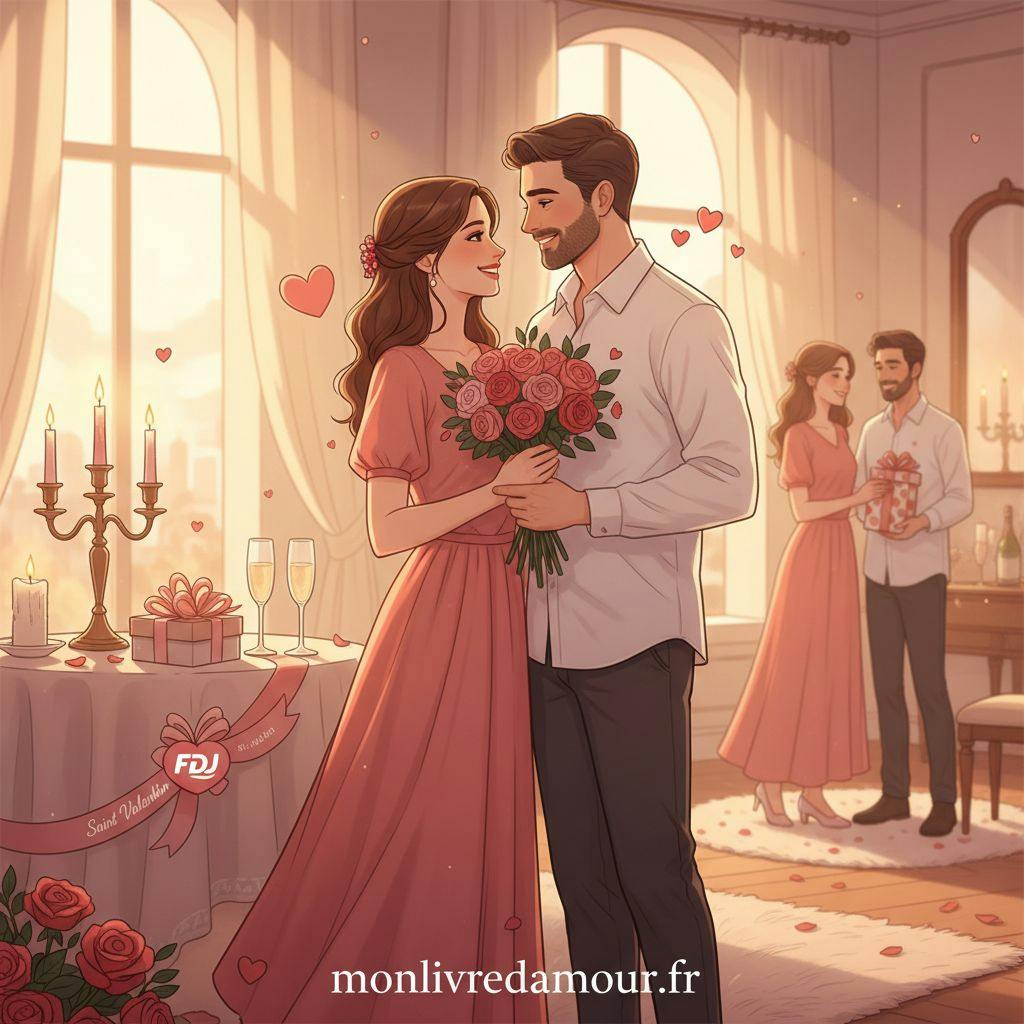 Belle illustration pour fdj saint valentin