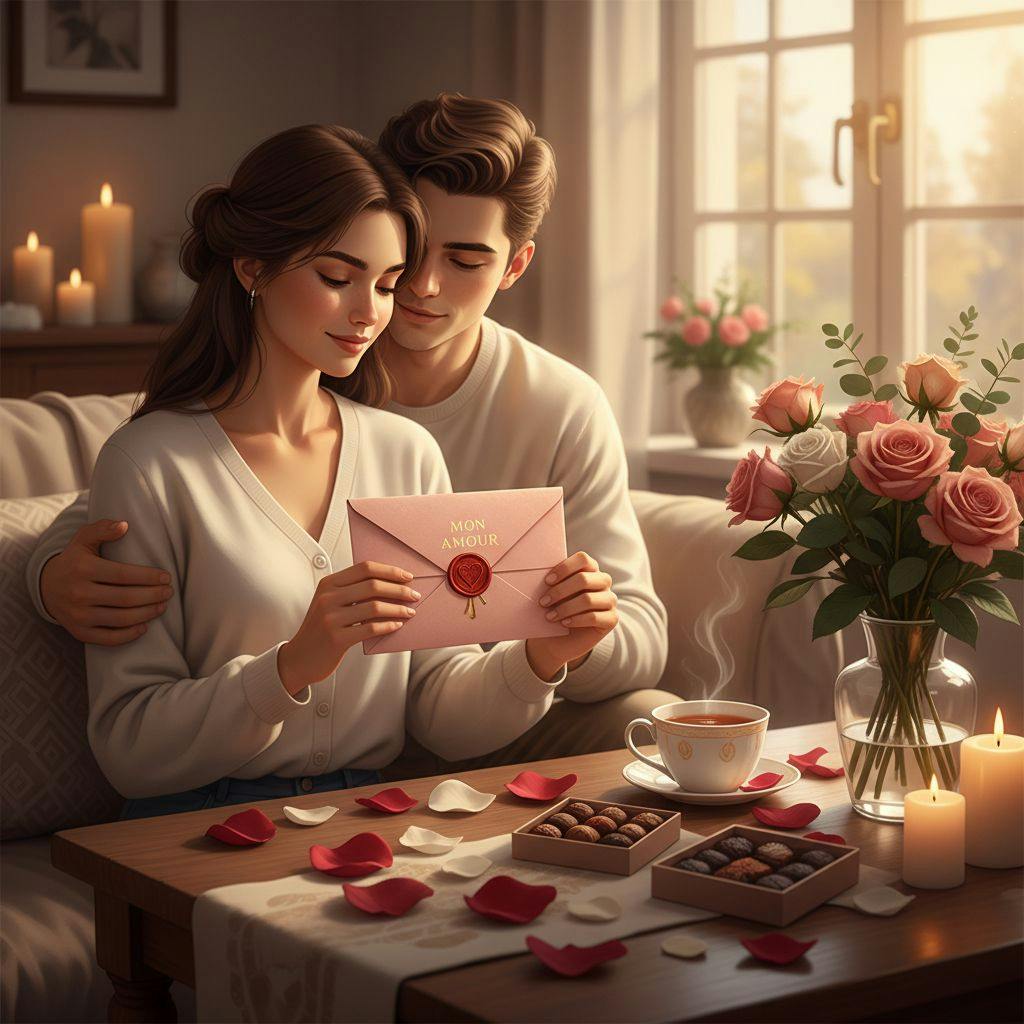 Belle illustration pour enveloppe saint valentin