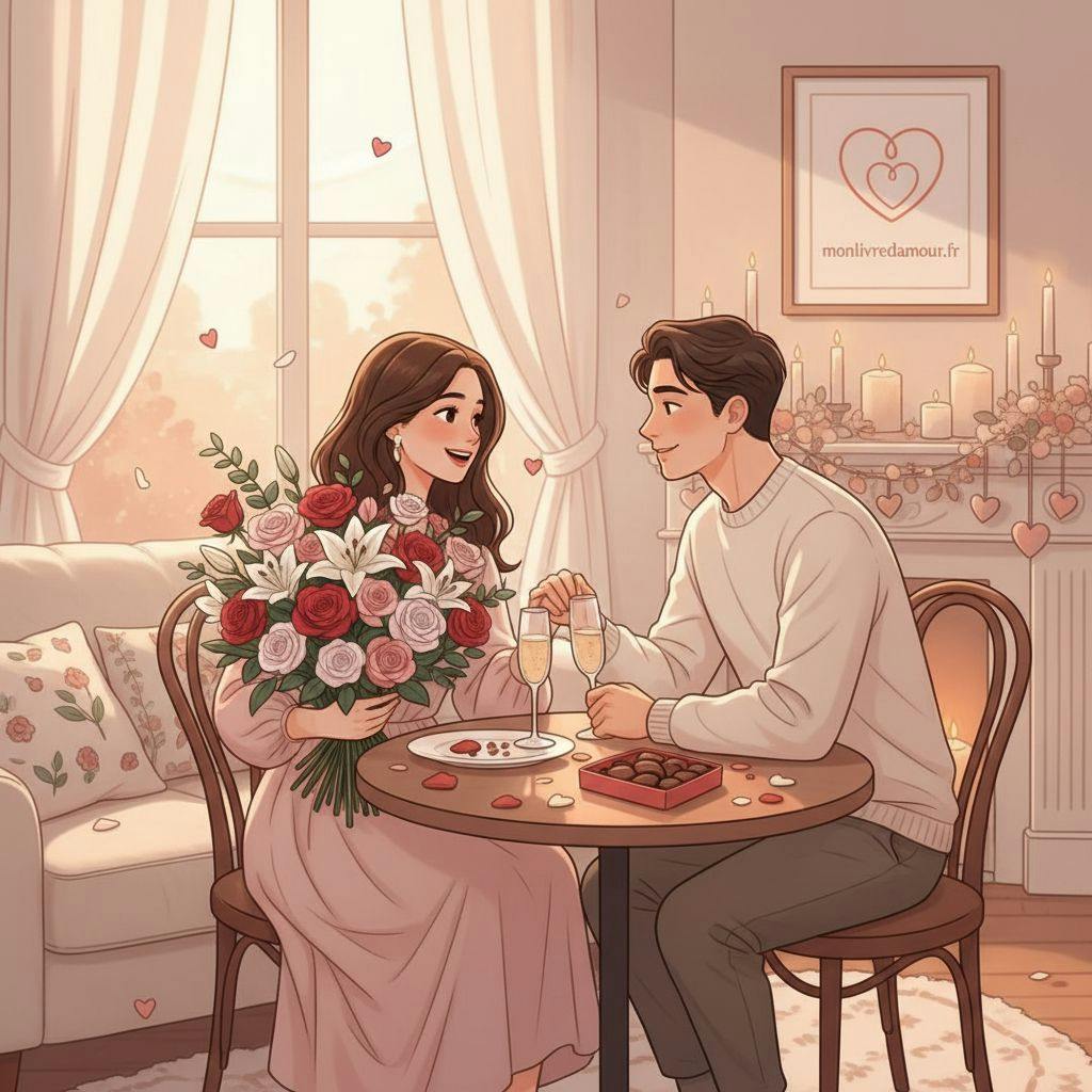 Belle illustration pour fleur saint valentin