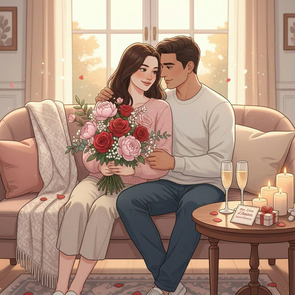 Belle illustration pour fleurs saint valentin