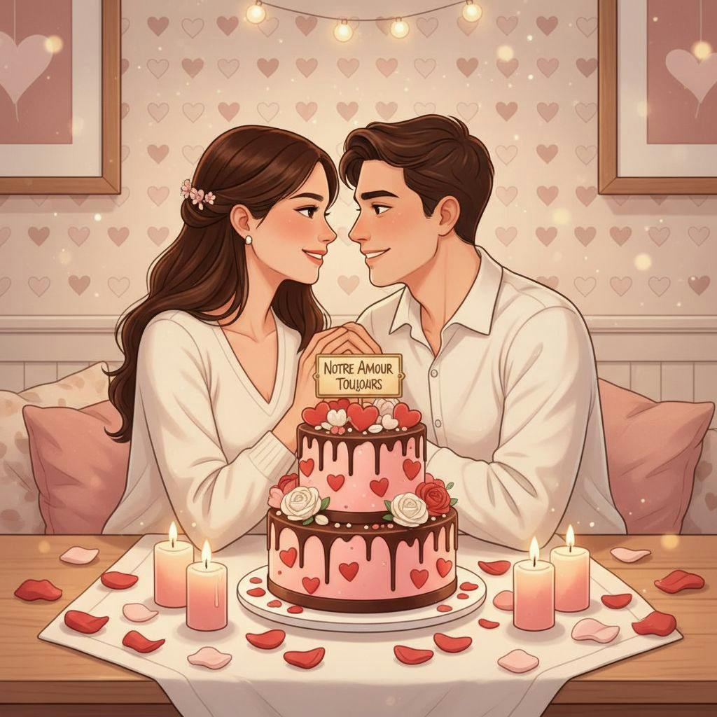Belle illustration pour gâteau saint valentin