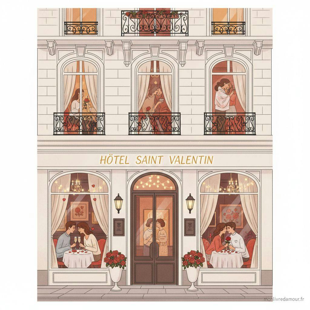 Belle illustration pour hotel saint valentin