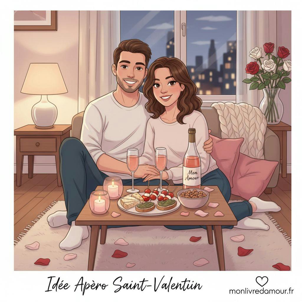 Belle illustration pour idee apero saint valentin