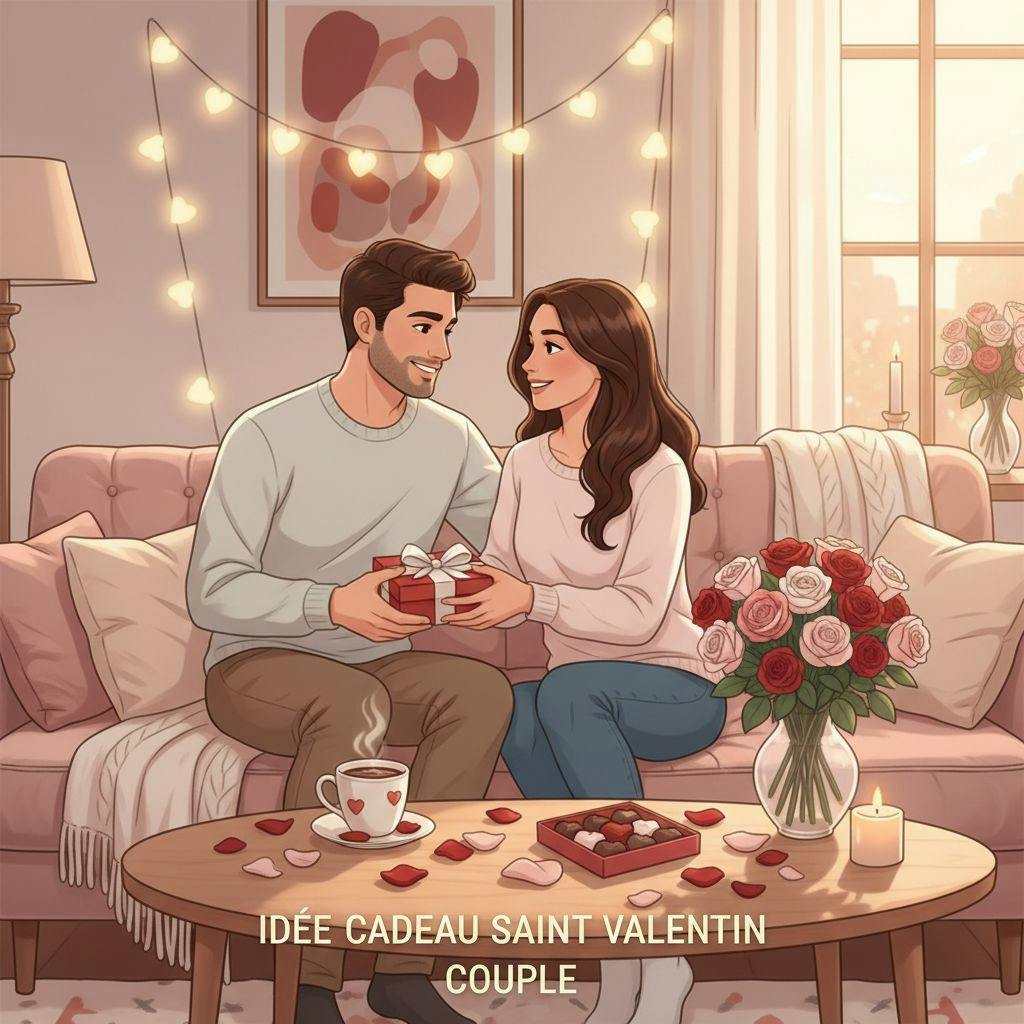 Belle illustration pour idee cadeau saint valentin couple