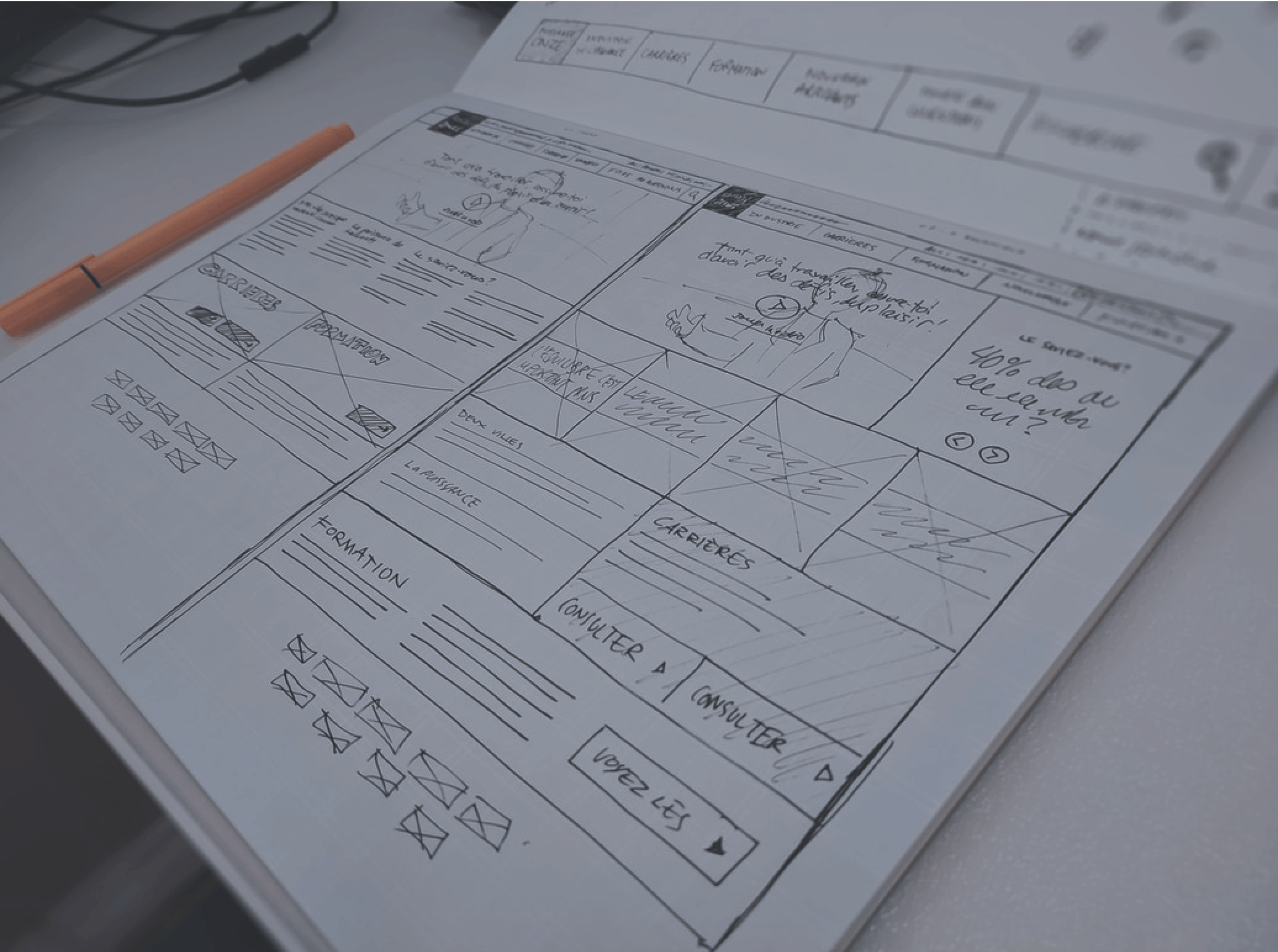 Wireframes in a notebook