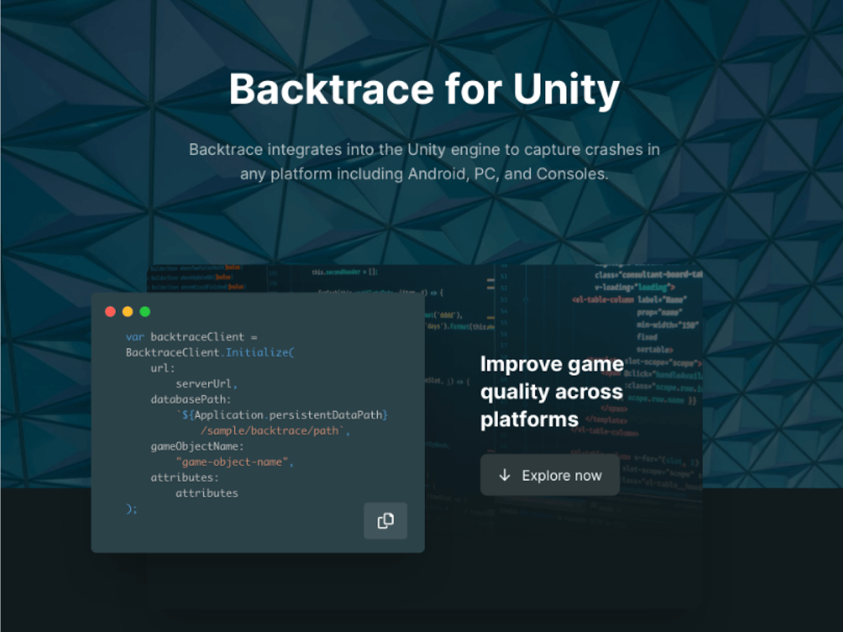 Backtrace for Unity page