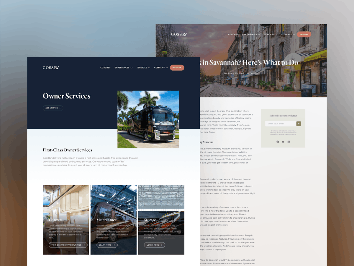 Owner services and blog pages