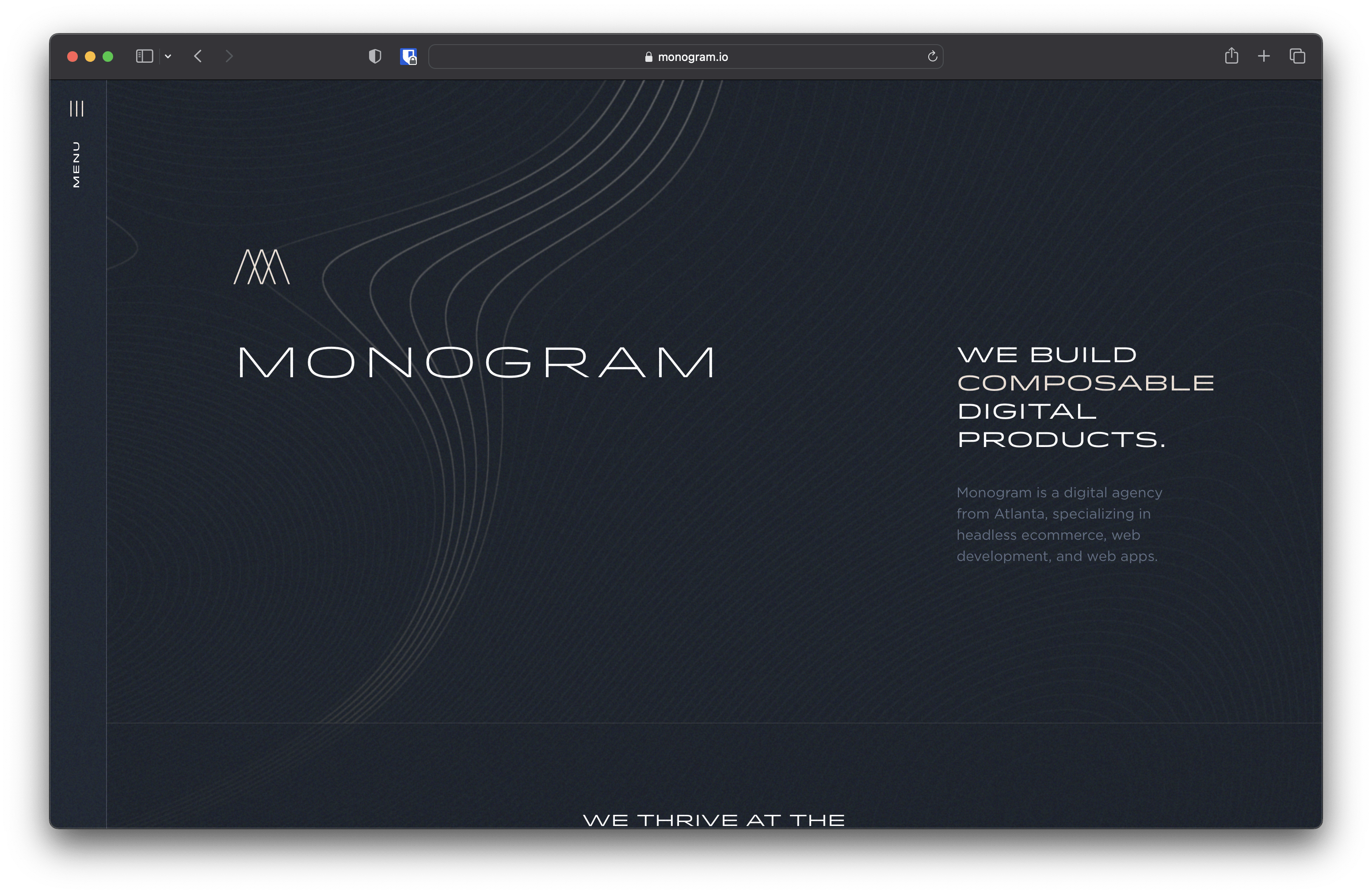 screenshot of Monogram's new website