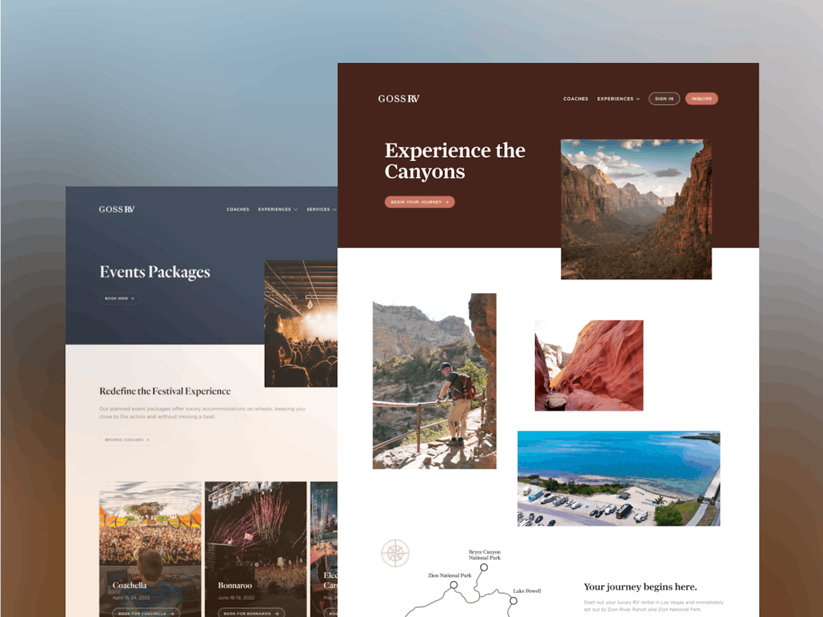 Canyons trip page and event packages