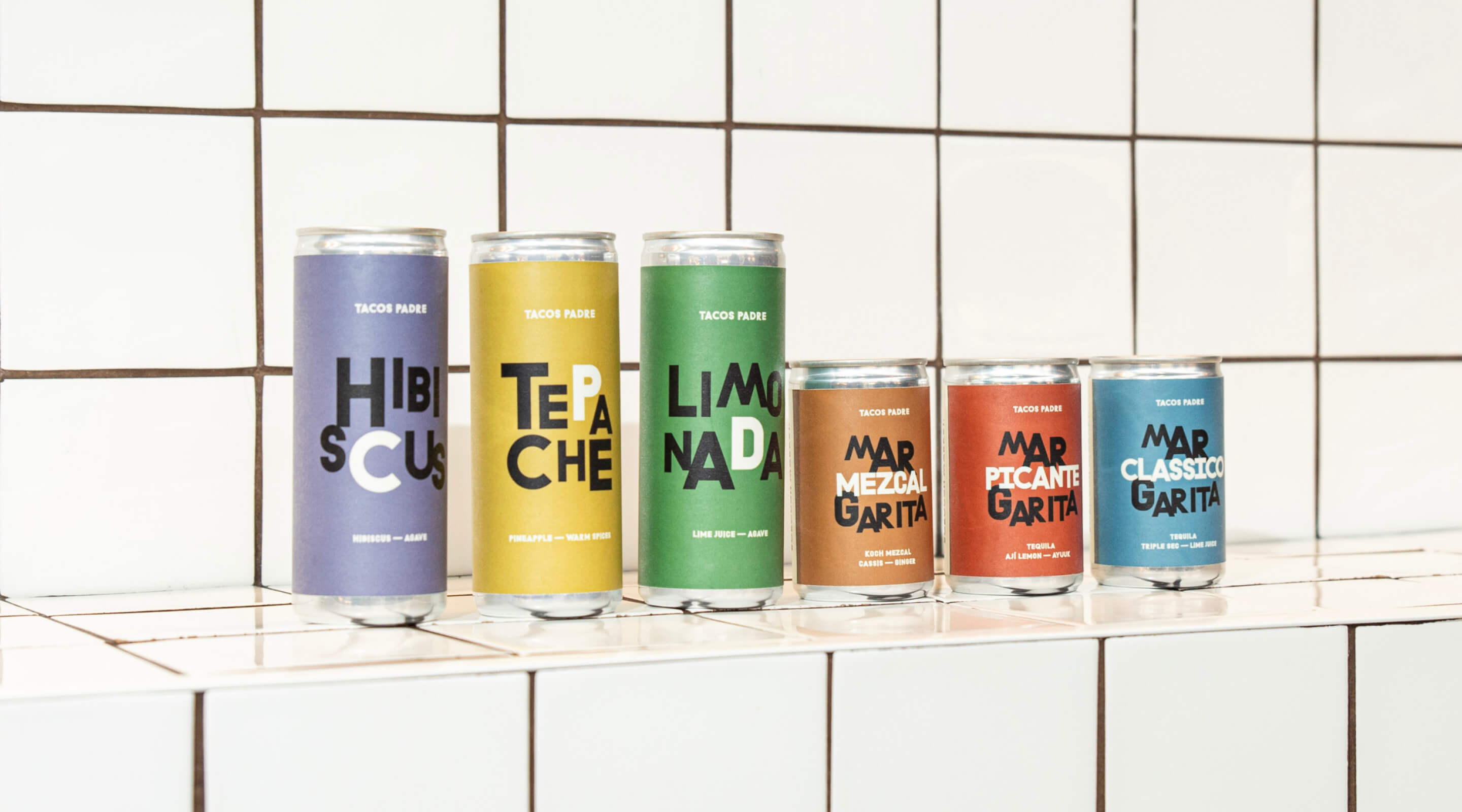 Tacos Padre margarita cocktails and mexican drinks in cans