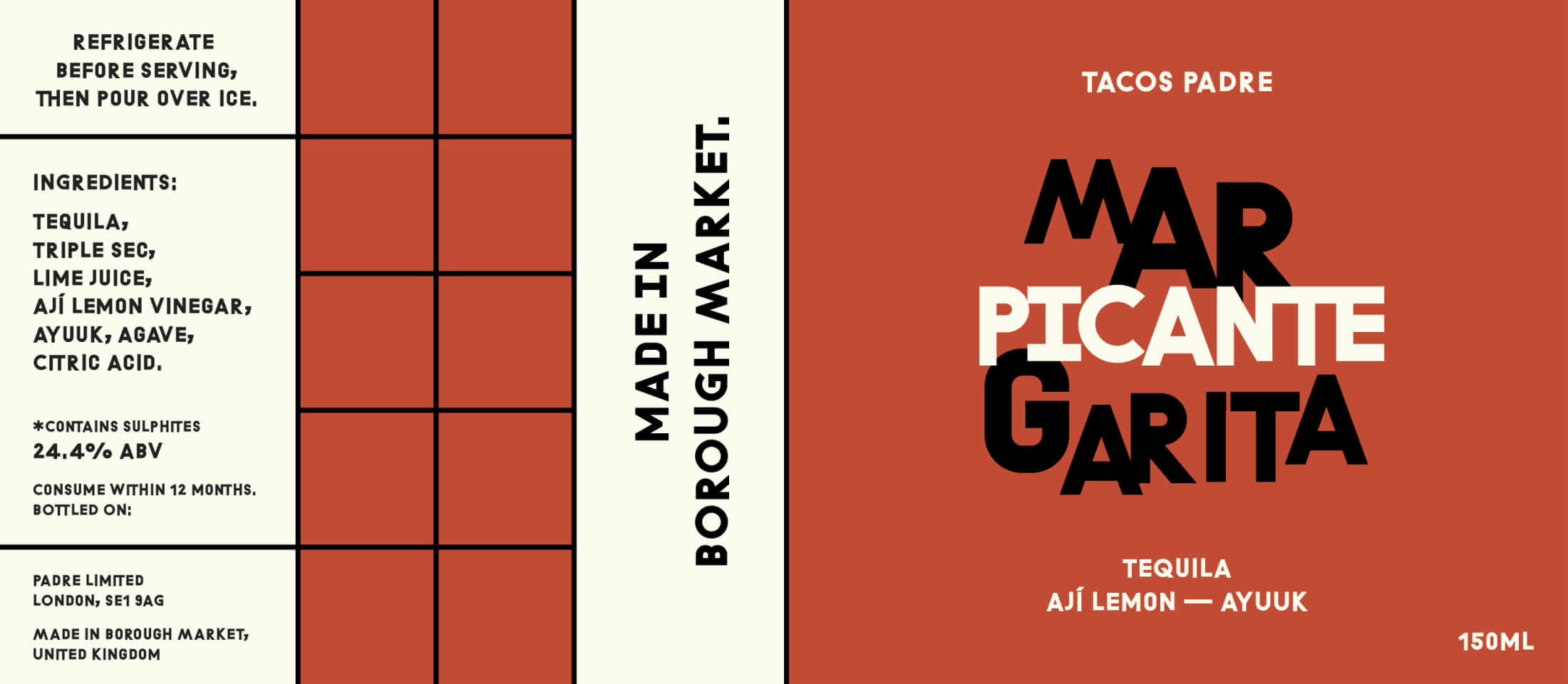 Tacos Padre margarita cocktails in cans - Label design