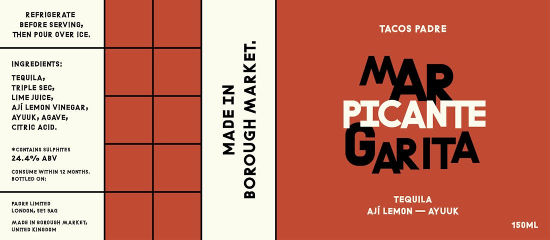 Tacos Padre margarita cocktails in cans - Label design