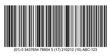 Example of a GS1-128 barcode label