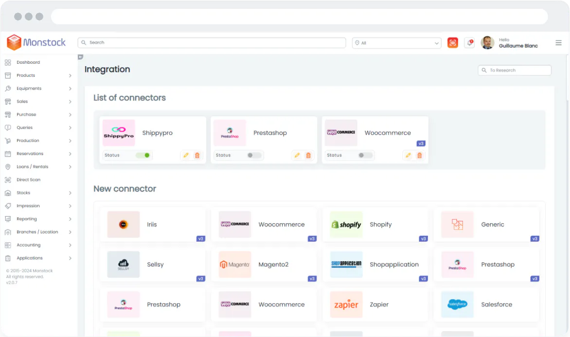 Dashboard to manage integrations