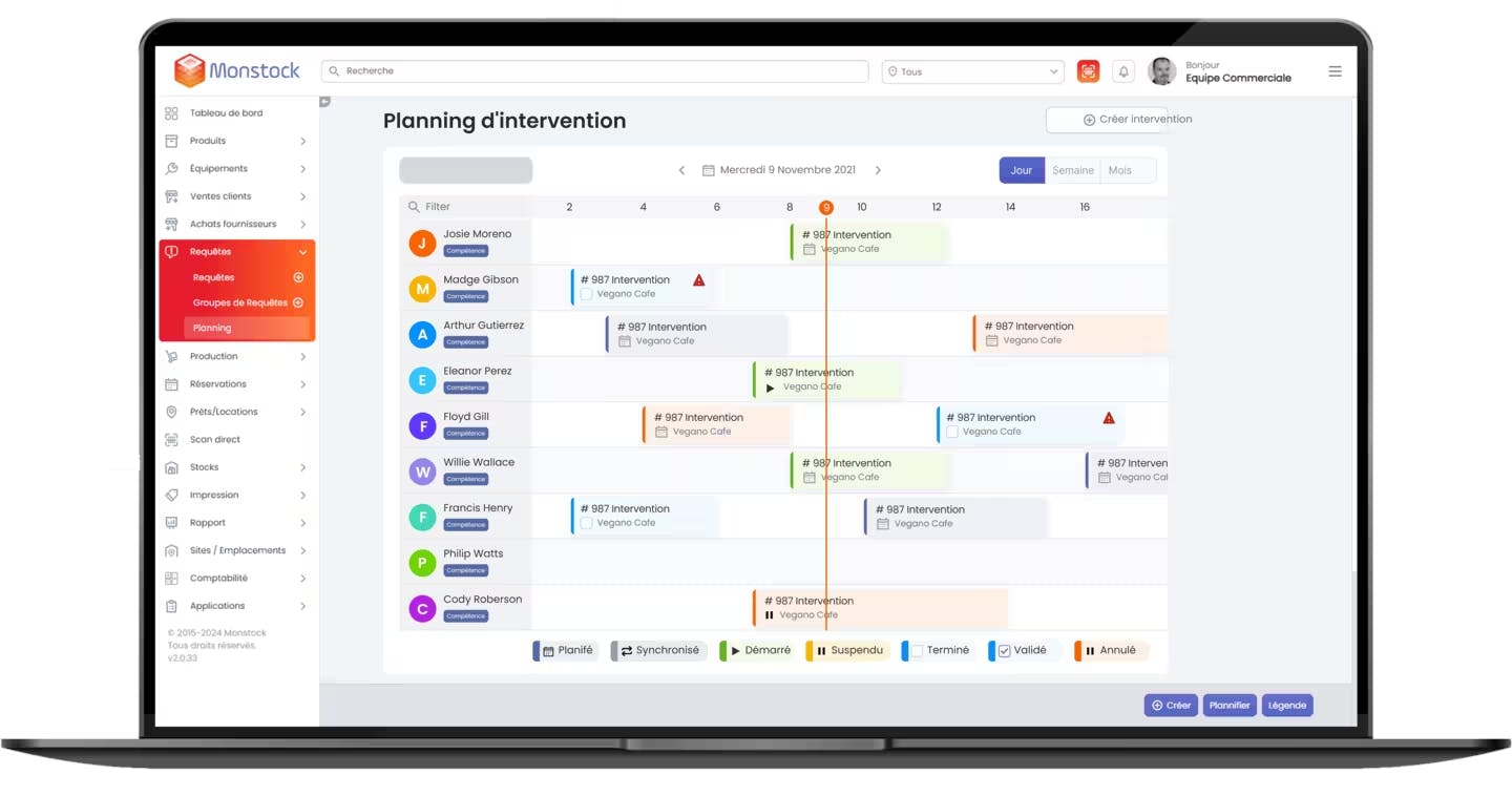 Mockup Gestion de Planning