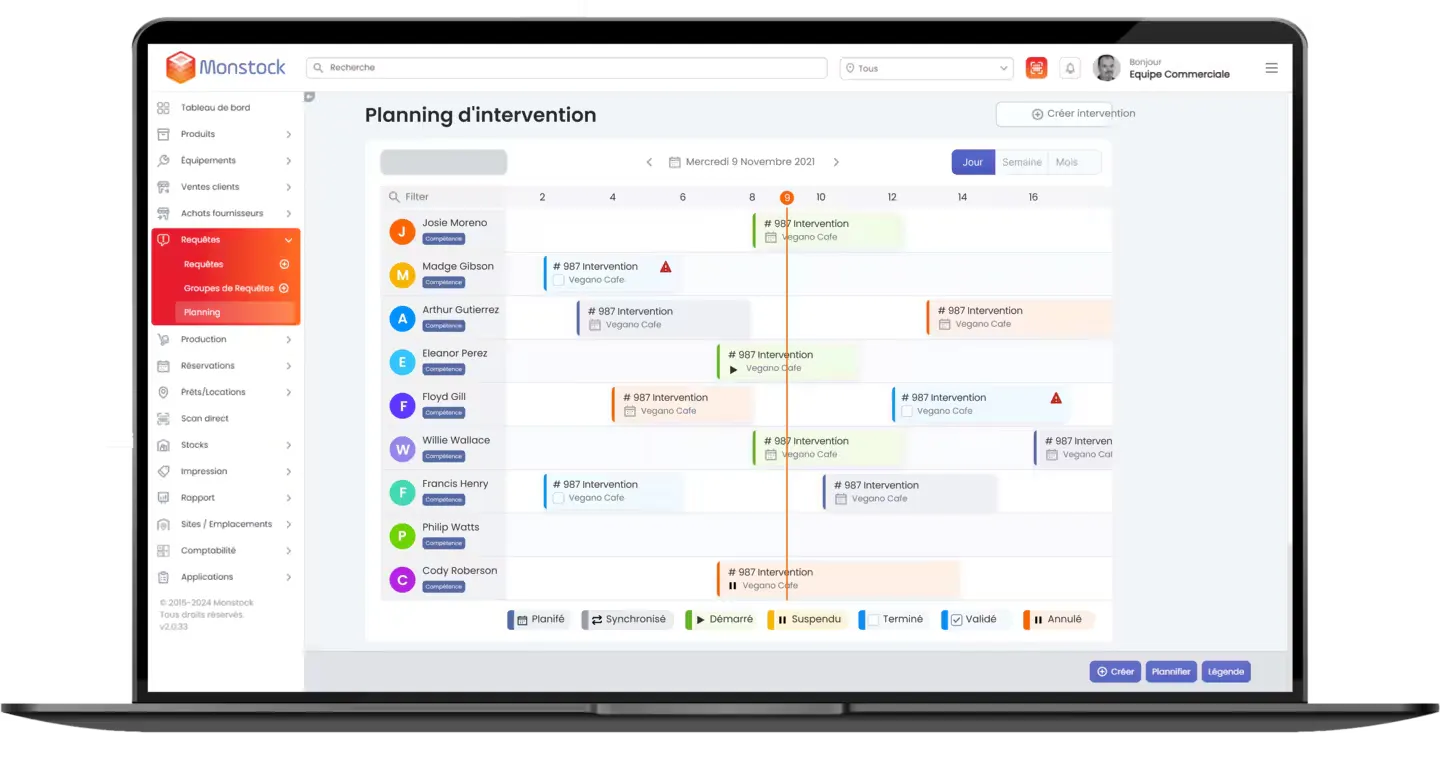 Mockup Gestion de Planning