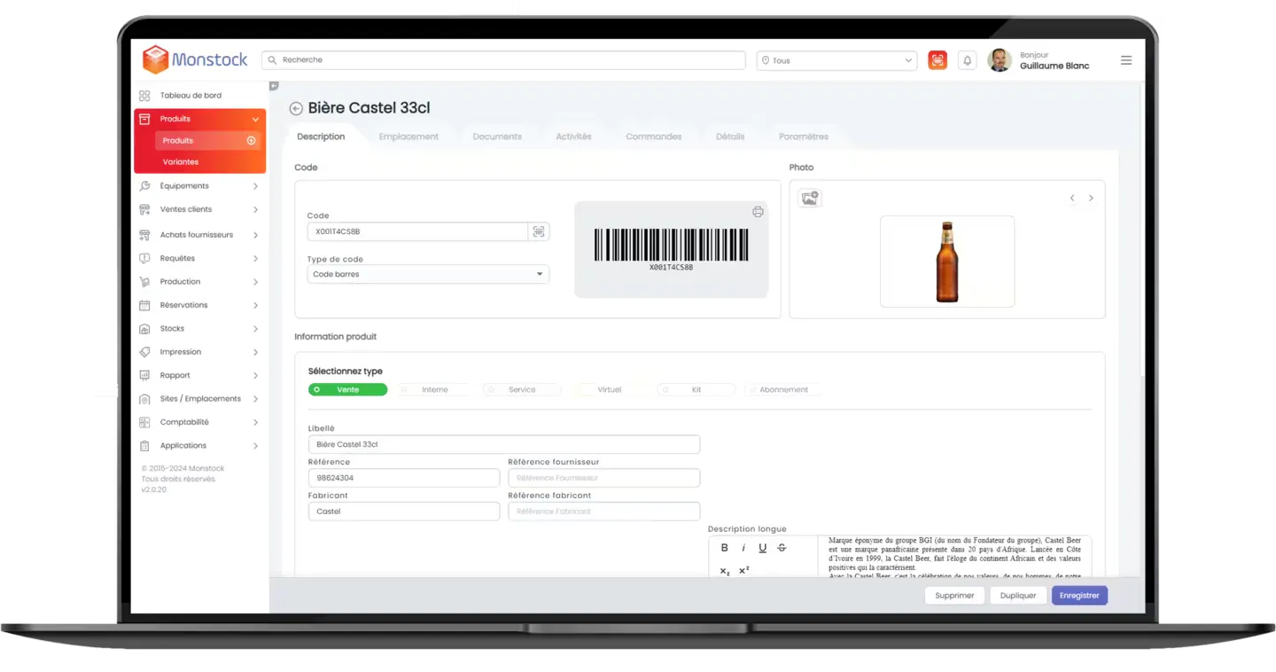 Mockup Gestions des produits