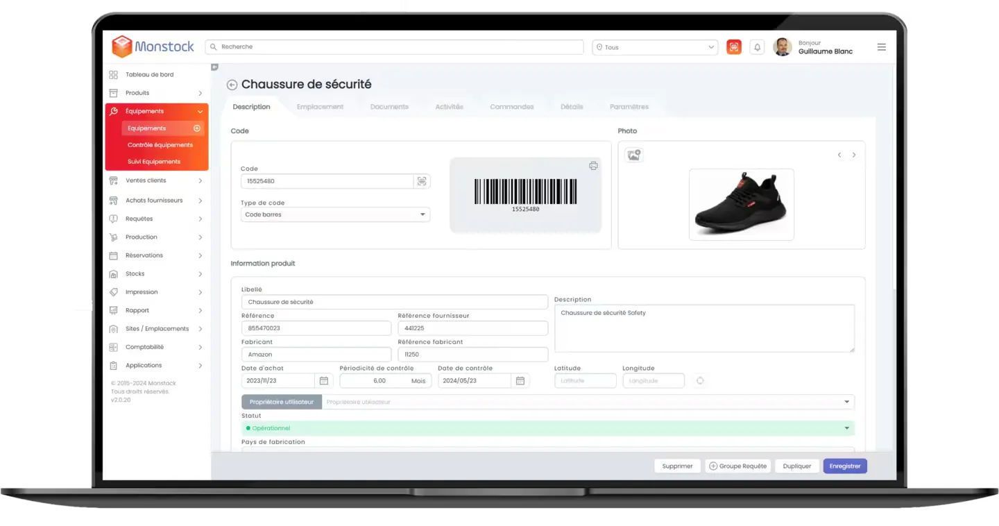 Mockup Gestion des Equipements