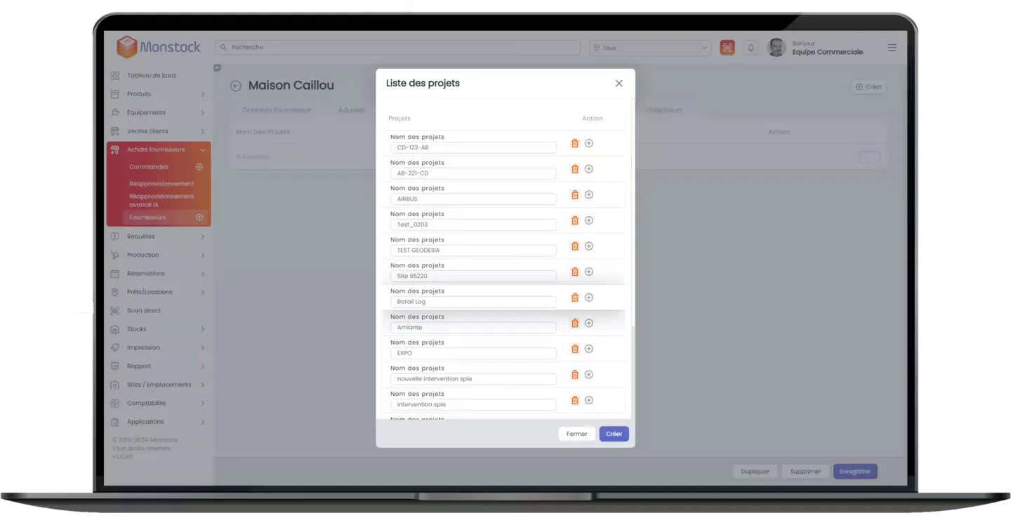 Mockup Liste des projets