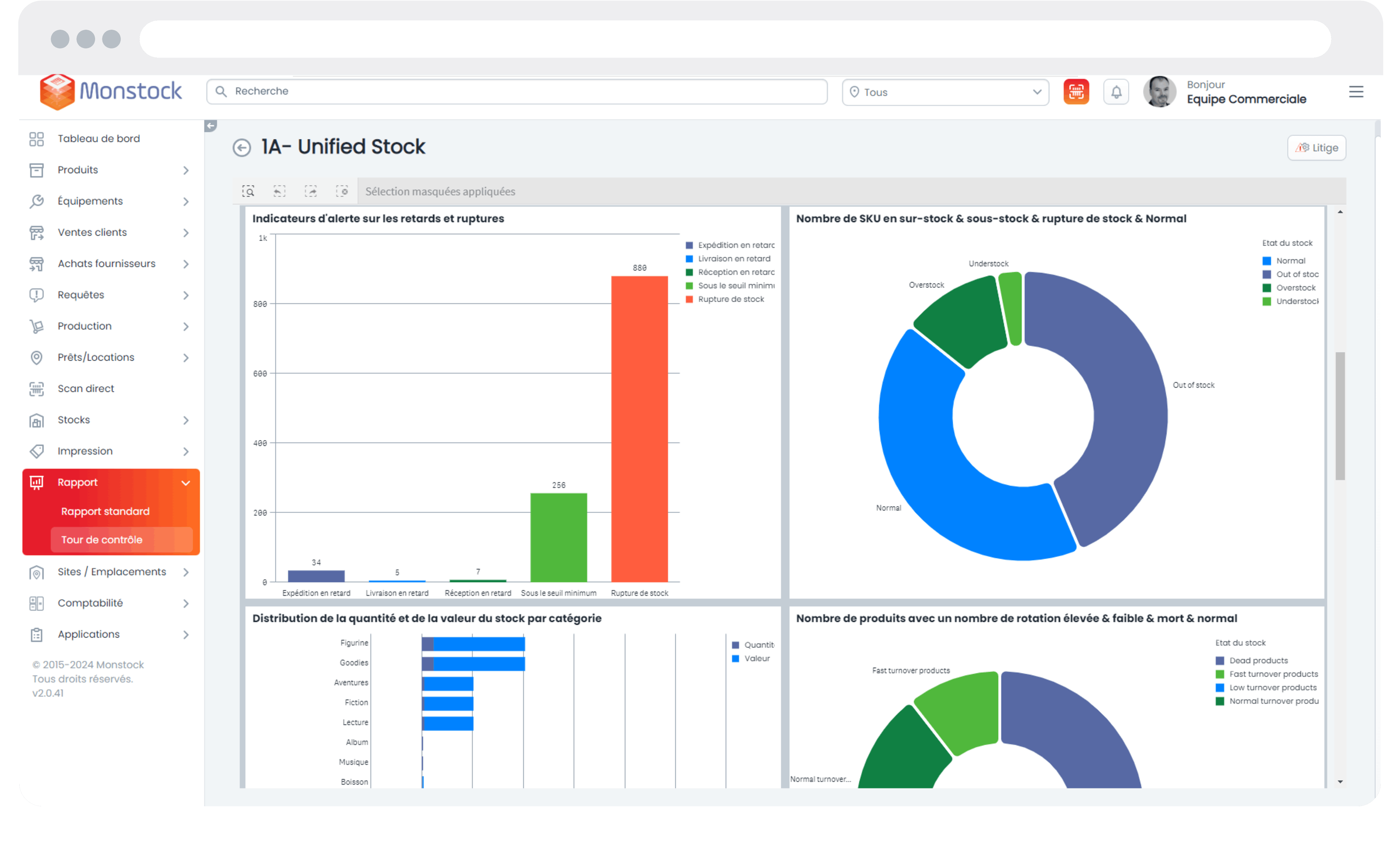 Reporting complet sur l'activité de vos stocks.