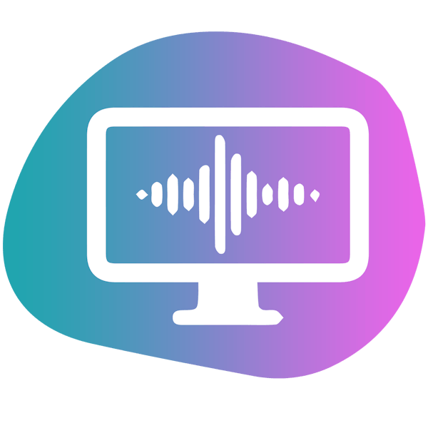 monitor with music waves icon