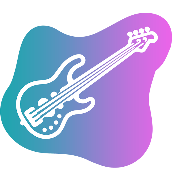 bass guitar icon on gradient background
