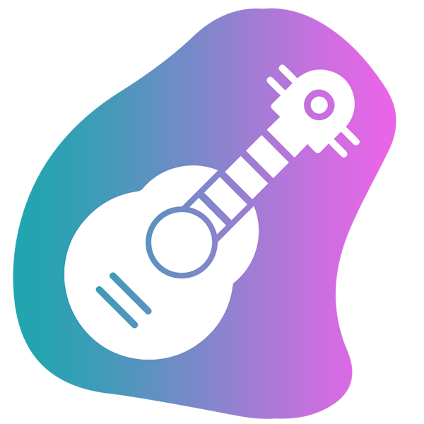 Ukulele icon on gradient background