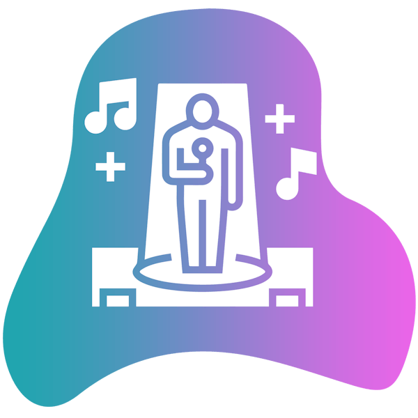 Man performing on gradient background