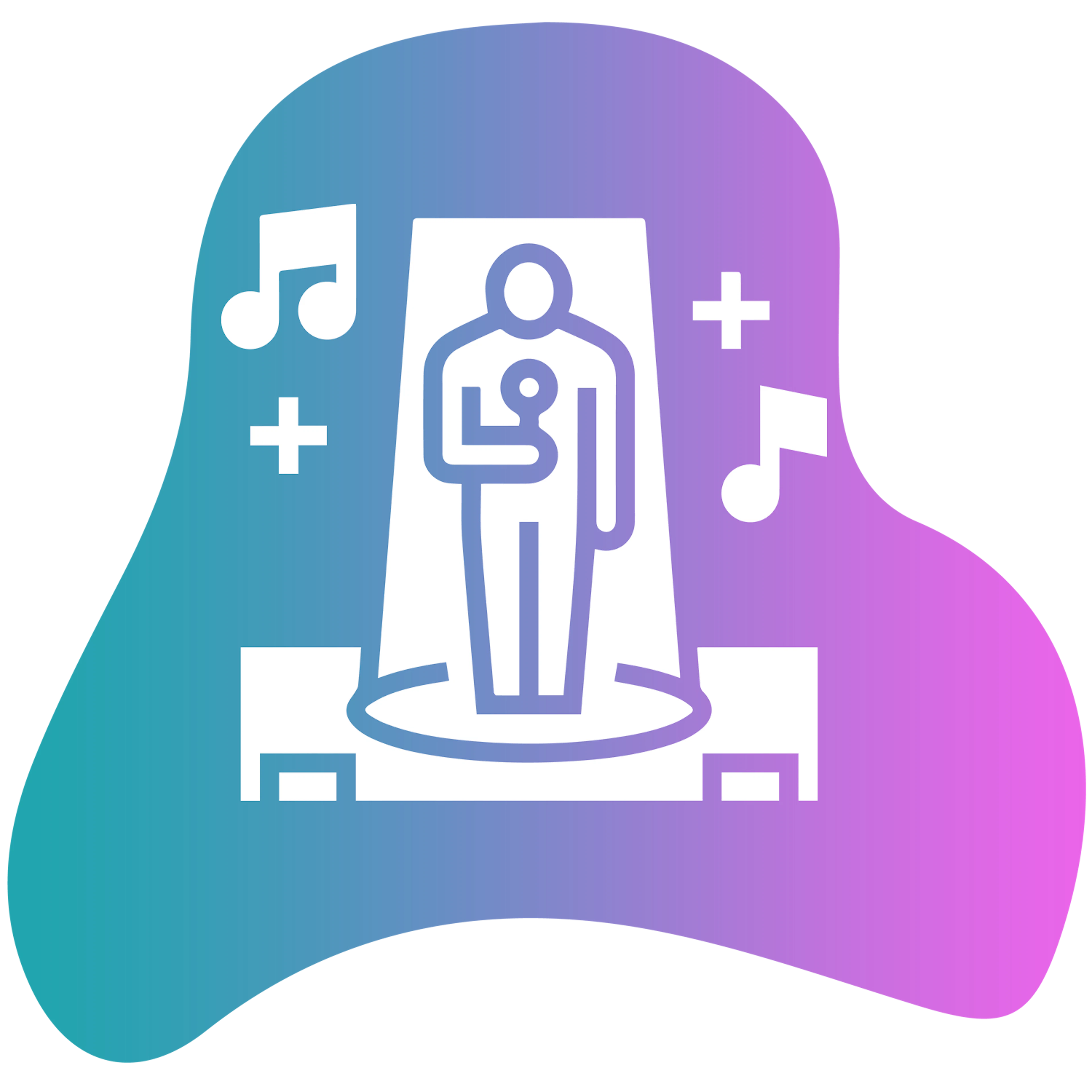 Man performing on gradient background
