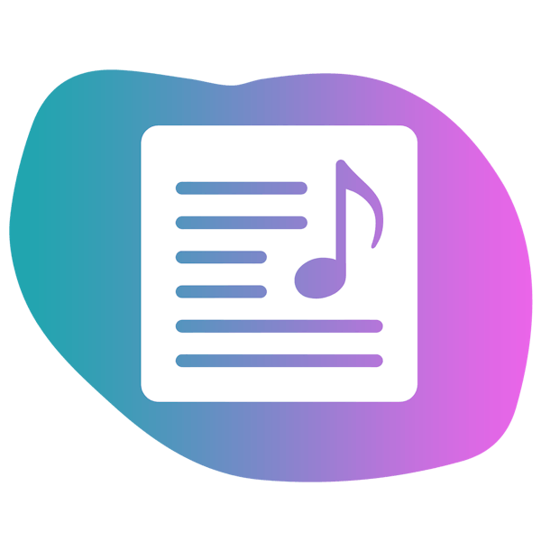 paper with music notes icon on gradient background